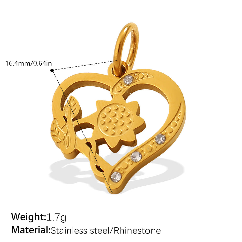 European Sweet Star Moon Heart Pendant Steel Rhinestones