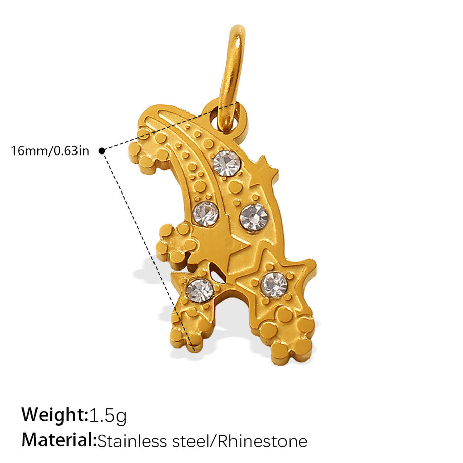 European Sweet Star Moon Heart Pendant Steel Rhinestones