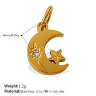 European Sweet Star Moon Heart Pendant Steel Rhinestones
