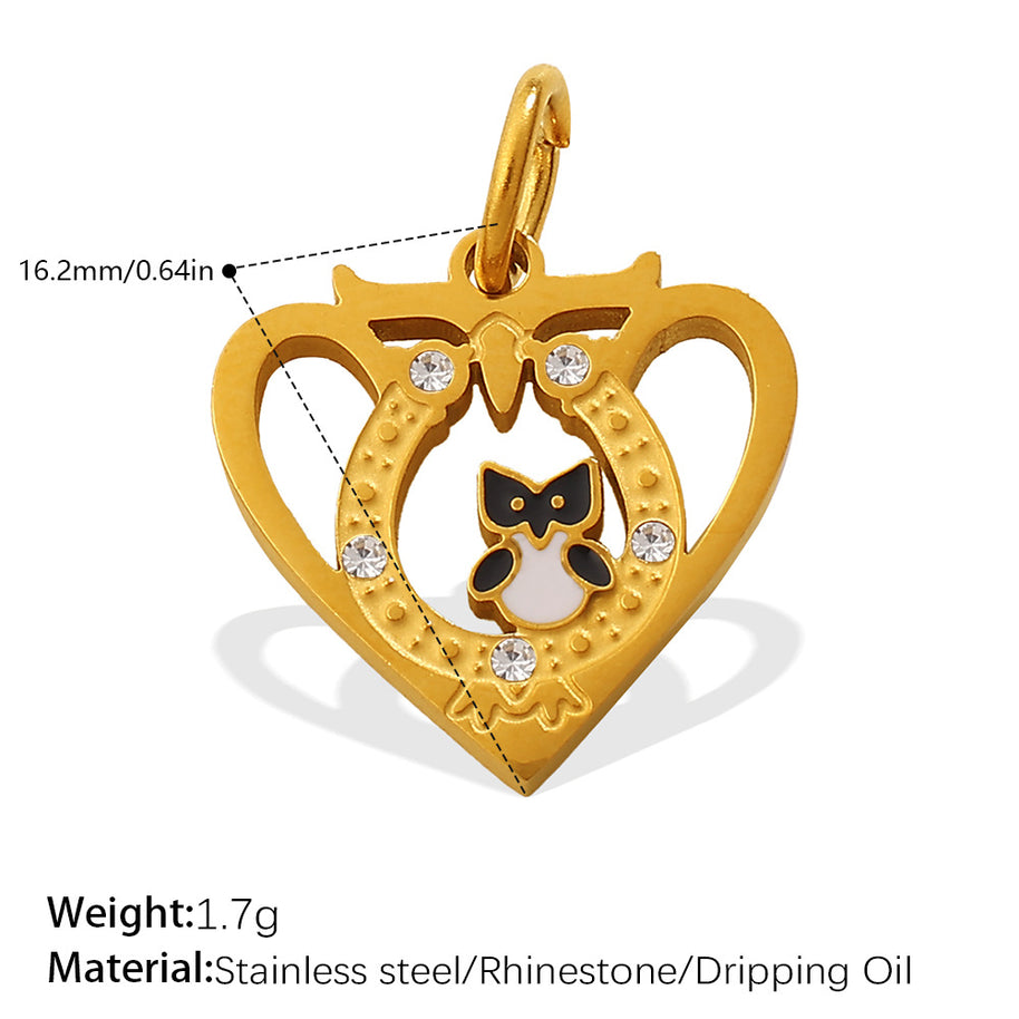 European Sweet Star Moon Heart Pendant Steel Rhinestones