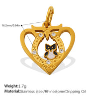 European Sweet Star Moon Heart Pendant Steel Rhinestones