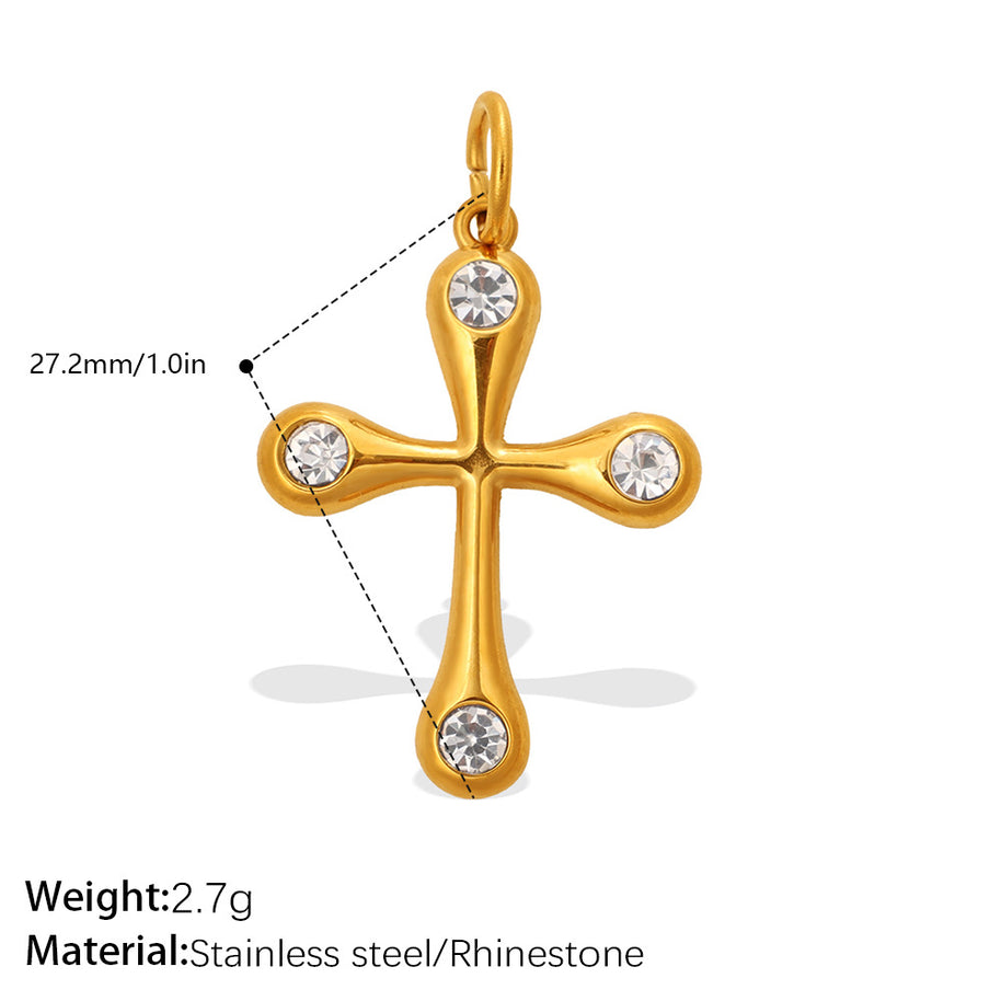 Individuality Key Cross Pendant Steel 18K Gold CZ Multi Style