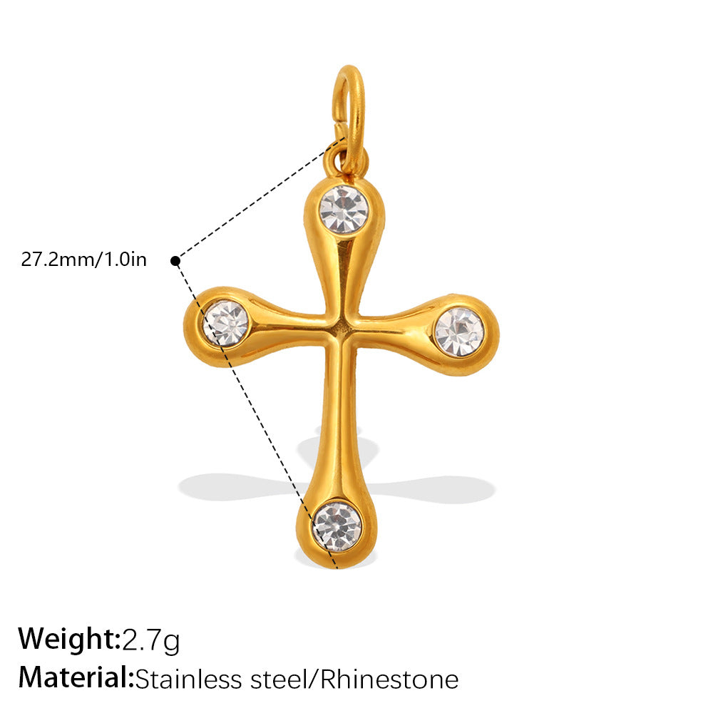 Individuality Key Cross Pendant Steel 18K Gold CZ Multi Style