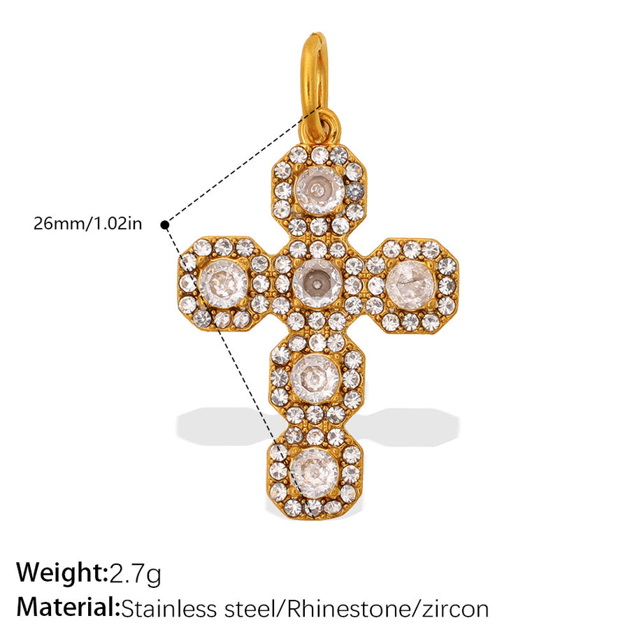 Individuality Key Cross Pendant Steel 18K Gold CZ Multi Style