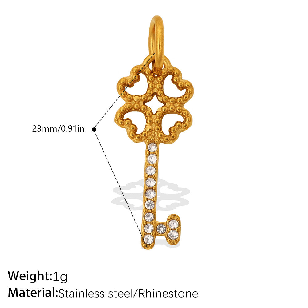 Individuality Key Cross Pendant Steel 18K Gold CZ Multi Style