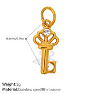 Individuality Key Cross Pendant Steel 18K Gold CZ Multi Style