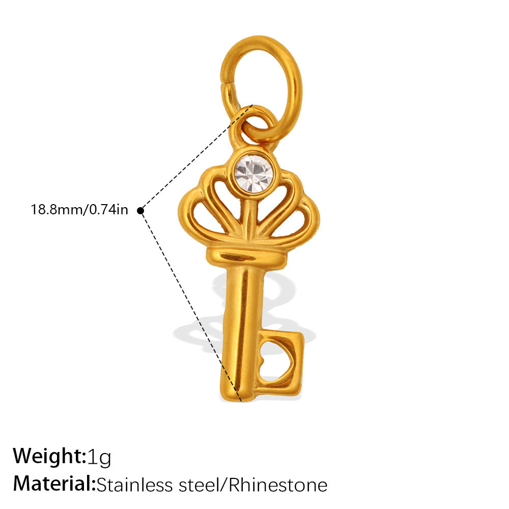 Individuality Key Cross Pendant Steel 18K Gold CZ Multi Style