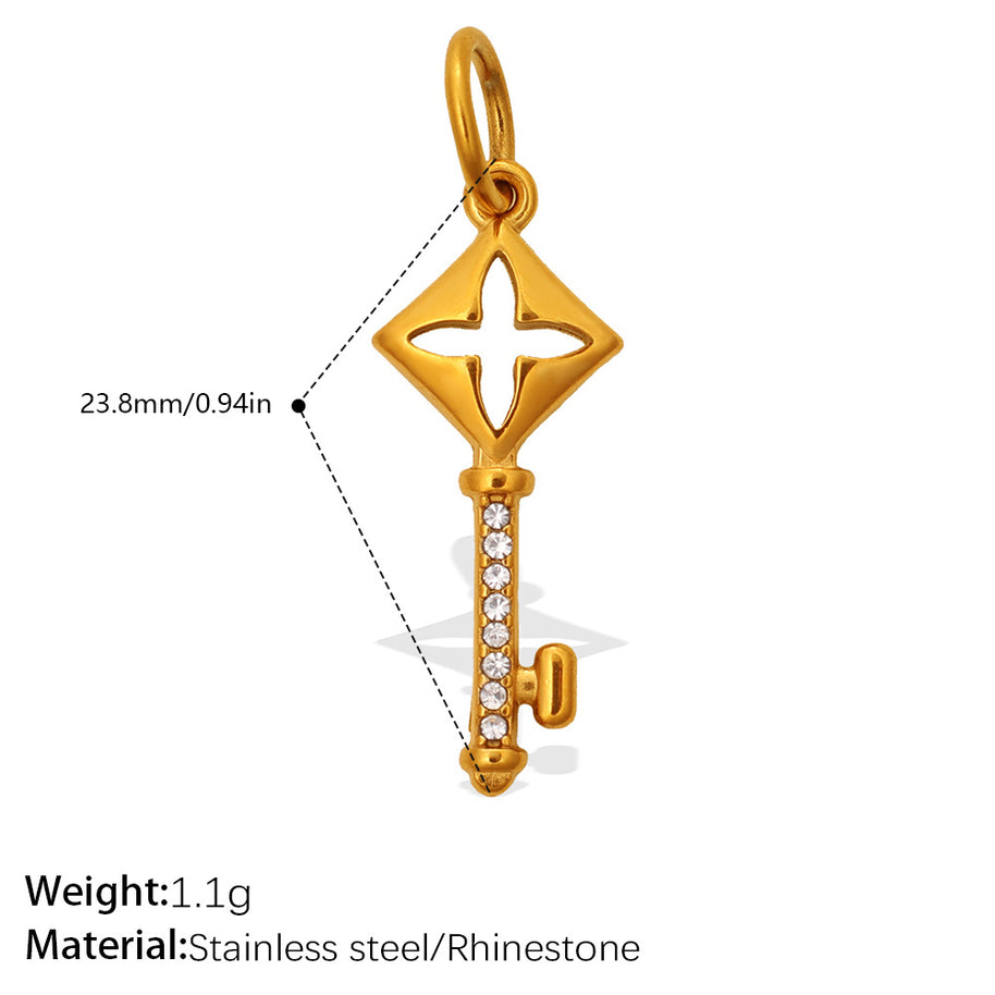 Individuality Key Cross Pendant Steel 18K Gold CZ Multi Style