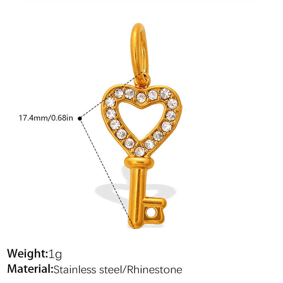 Individuality Key Cross Pendant Steel 18K Gold CZ Multi Style