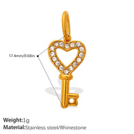 Individuality Key Cross Pendant Steel 18K Gold CZ Multi Style