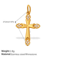 Individuality Key Cross Pendant Steel 18K Gold CZ Multi Style