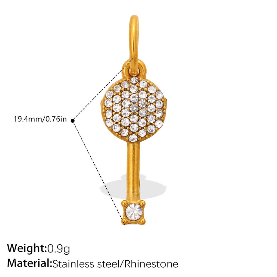 Individuality Key Cross Pendant Steel 18K Gold CZ Multi Style