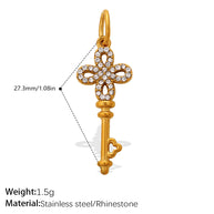 Individuality Key Cross Pendant Steel 18K Gold CZ Multi Style