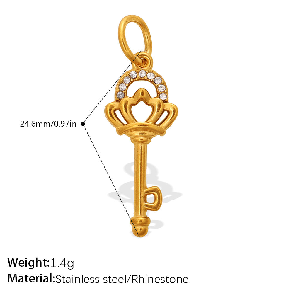 Individuality Key Cross Pendant Steel 18K Gold CZ Multi Style