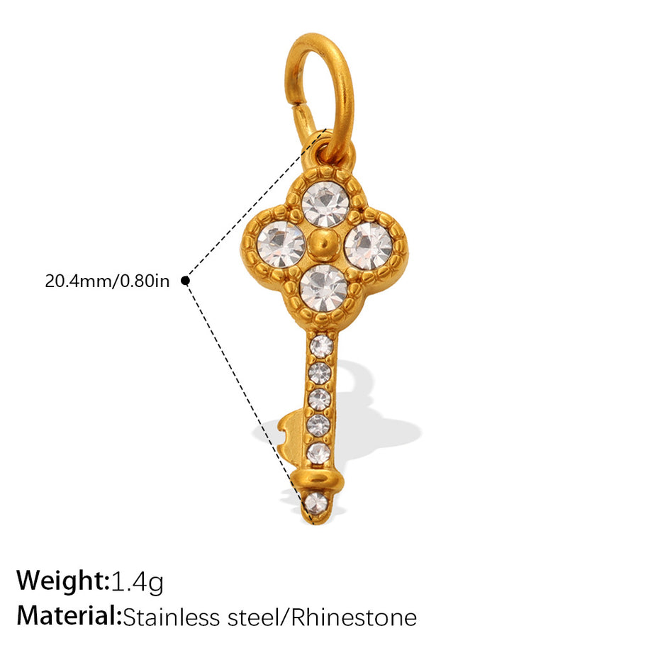 Individuality Key Cross Pendant Steel 18K Gold CZ Multi Style