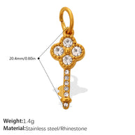 Individuality Key Cross Pendant Steel 18K Gold CZ Multi Style