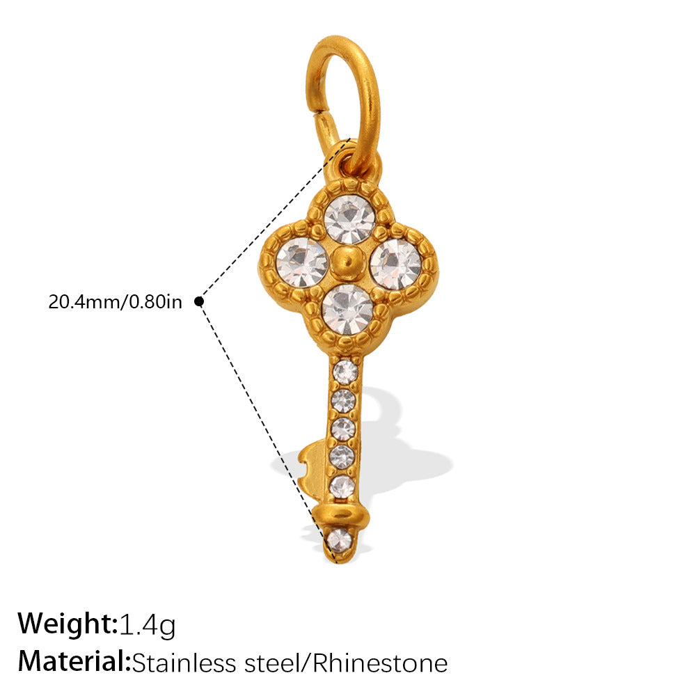 Individuality Key Cross Pendant Steel 18K Gold CZ Multi Style