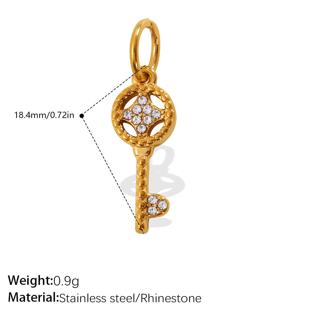 Individuality Key Cross Pendant Steel 18K Gold CZ Multi Style