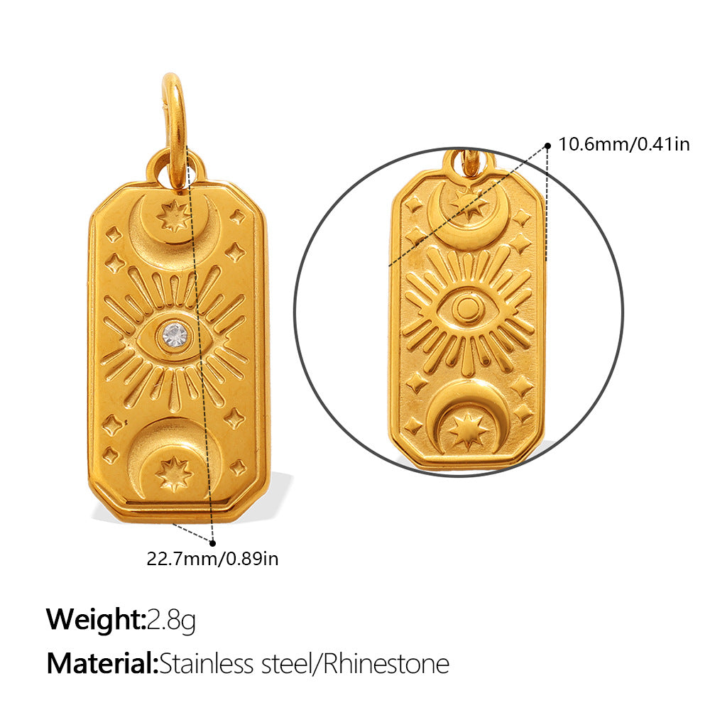 DIY Sun Moon Eye Charm Pendant Steel 18K Gold Multi Style