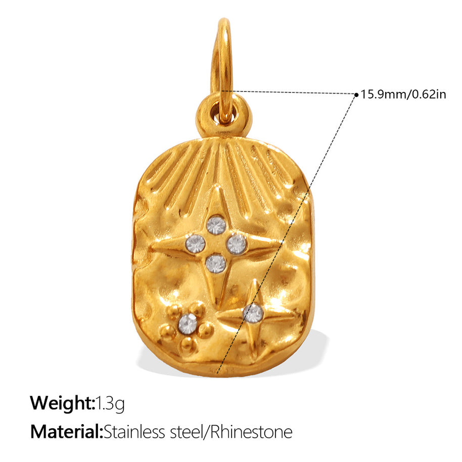 DIY Sun Moon Eye Charm Pendant Steel 18K Gold Multi Style