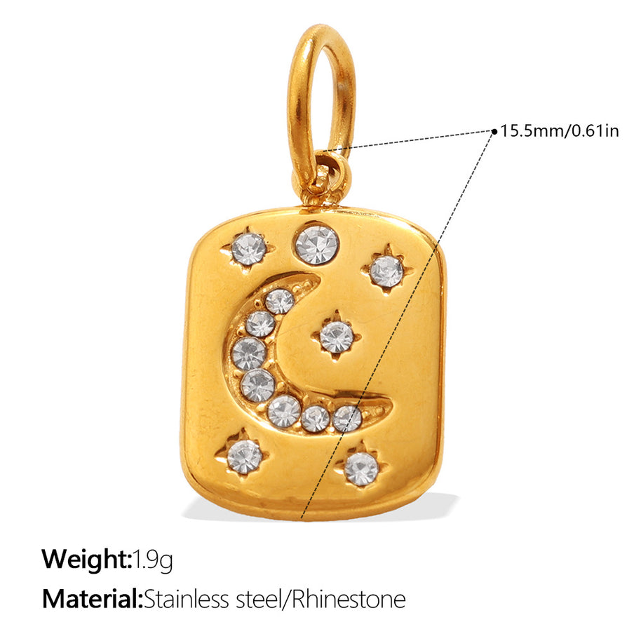 DIY Sun Moon Eye Charm Pendant Steel 18K Gold Multi Style