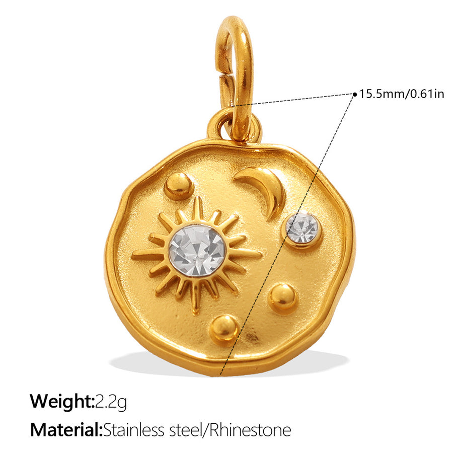 DIY Sun Moon Eye Charm Pendant Steel 18K Gold Multi Style