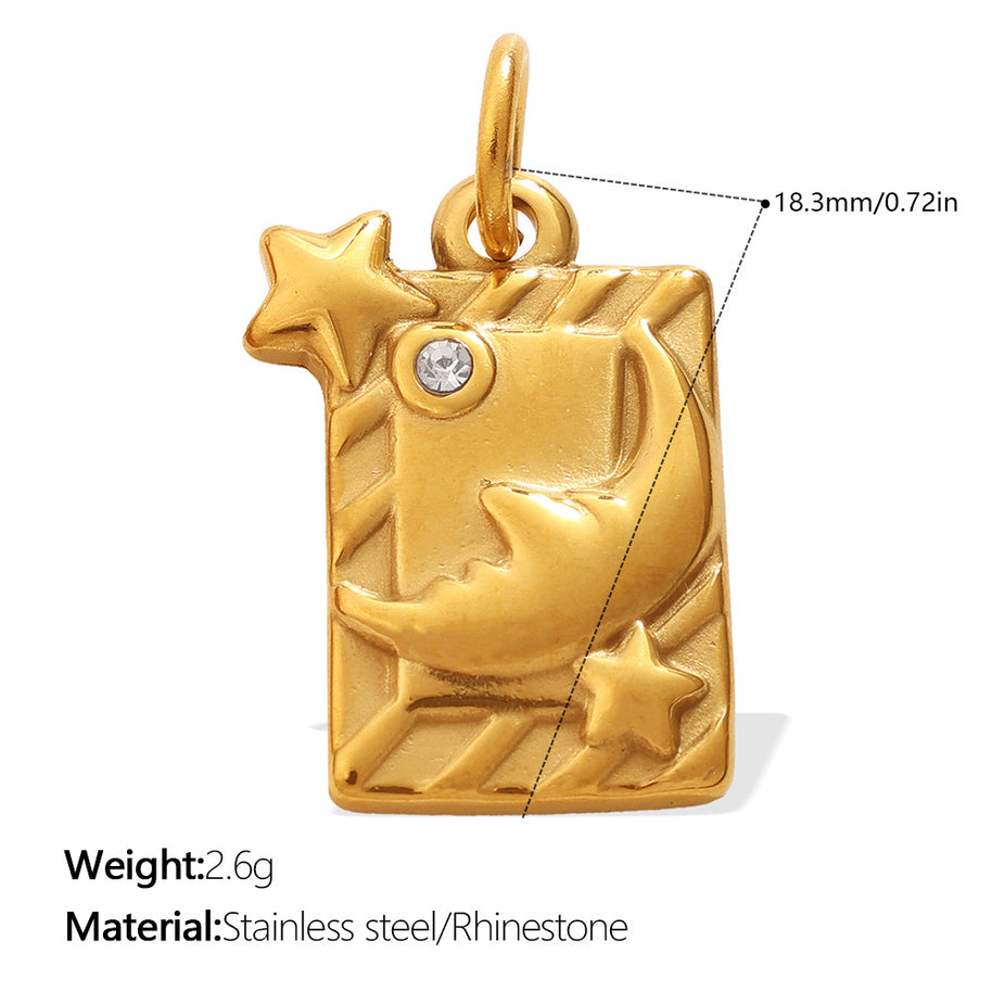DIY Sun Moon Eye Charm Pendant Steel 18K Gold Multi Style