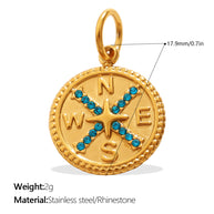 DIY Sun Moon Eye Charm Pendant Steel 18K Gold Multi Style