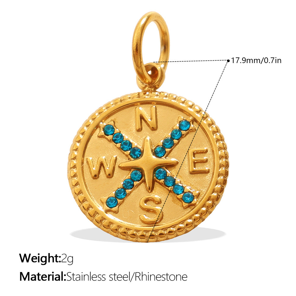 DIY Sun Moon Eye Charm Pendant Steel 18K Gold Multi Style