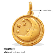 DIY Sun Moon Eye Charm Pendant Steel 18K Gold Multi Style