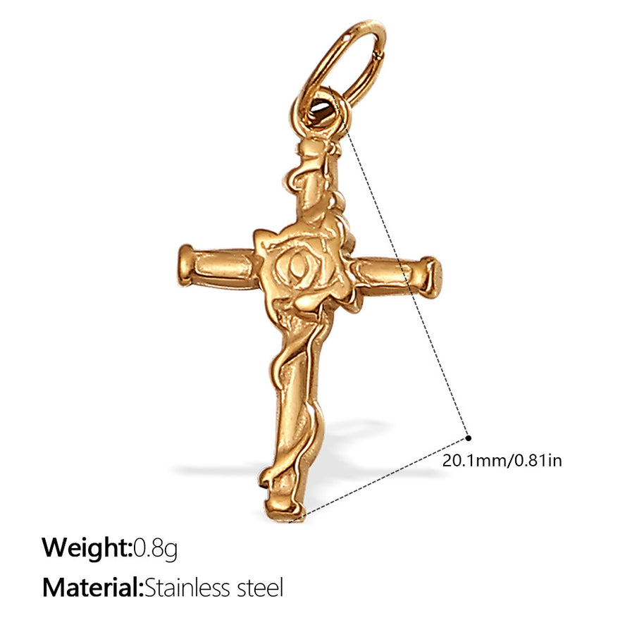 Niche Design Cross Pendant Steel 18K Gold Plated Women