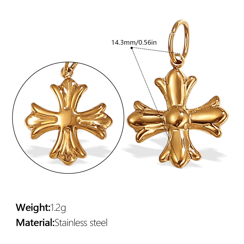 Niche Design Cross Pendant Steel 18K Gold Plated Women