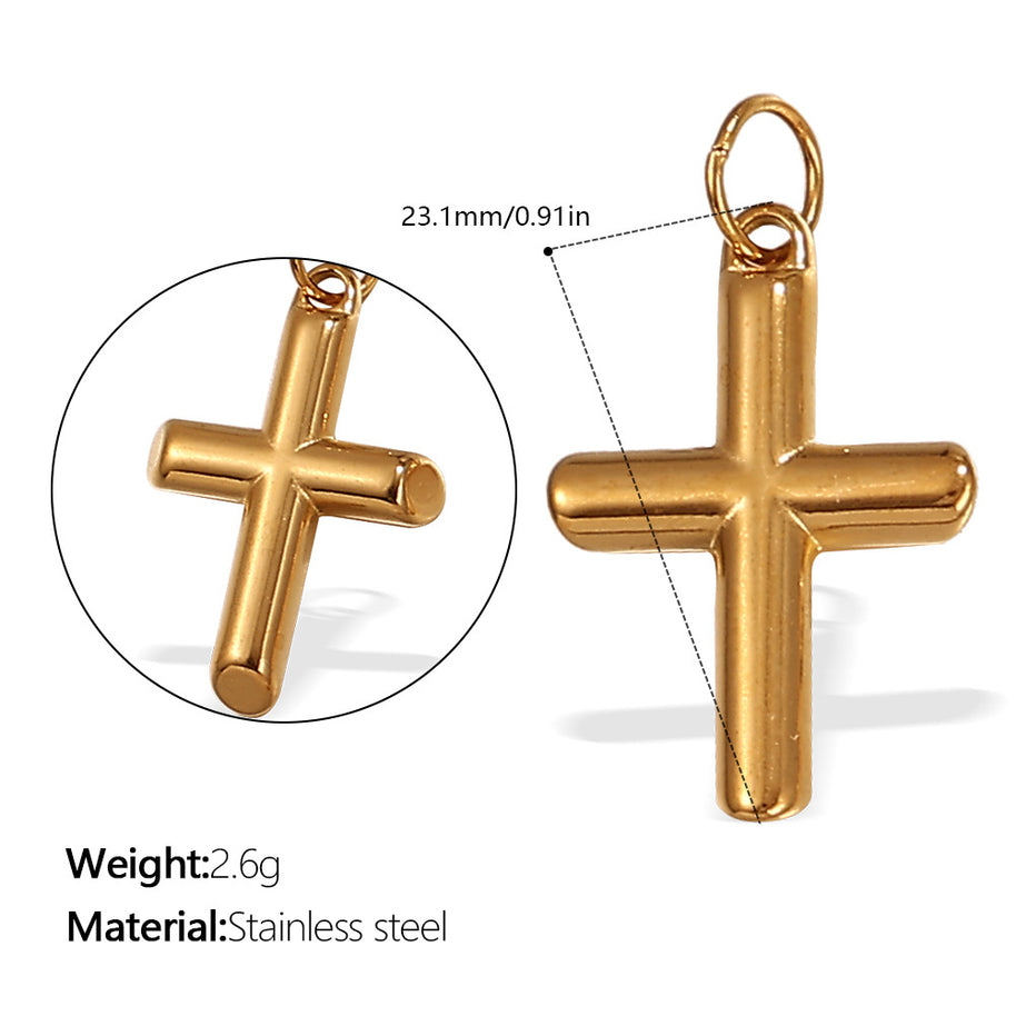 Niche Design Cross Pendant Steel 18K Gold Plated Women
