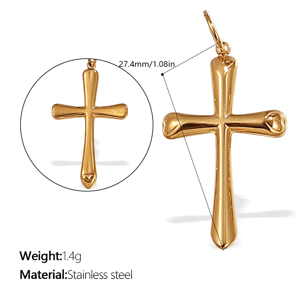Niche Design Cross Pendant Steel 18K Gold Plated Women