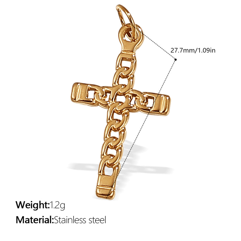 Niche Design Cross Pendant Steel 18K Gold Plated Women