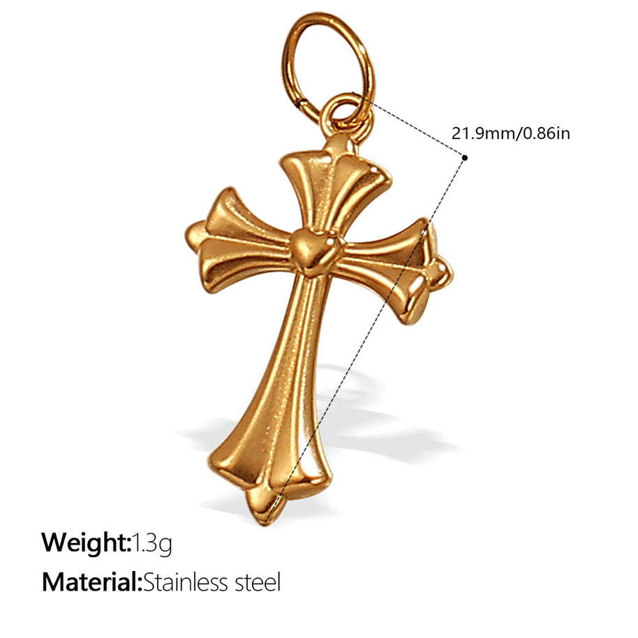 Niche Design Cross Pendant Steel 18K Gold Plated Women