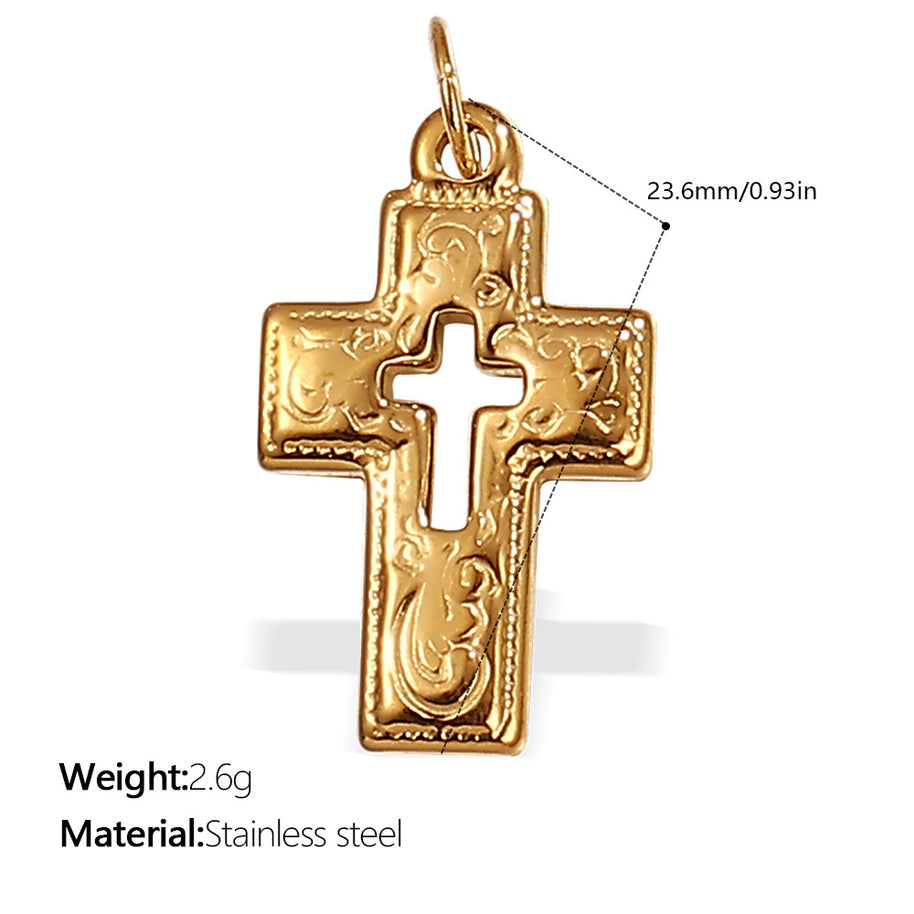 Niche Design Cross Pendant Steel 18K Gold Plated Women