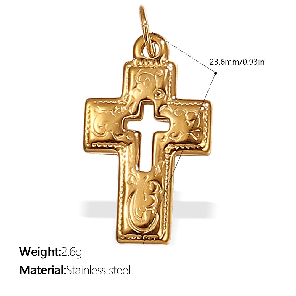 Niche Design Cross Pendant Steel 18K Gold Plated Women