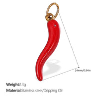 European Style Chili Pepper Pendant Steel 18K Gold JXPJ385-399