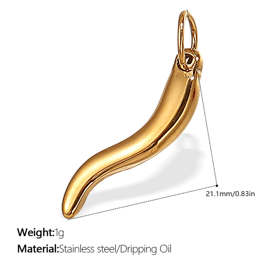 European Style Chili Pepper Pendant Steel 18K Gold JXPJ385-399