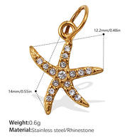 Rhinestone Starfish Coconut Crab Pendant DIY Ocean Style