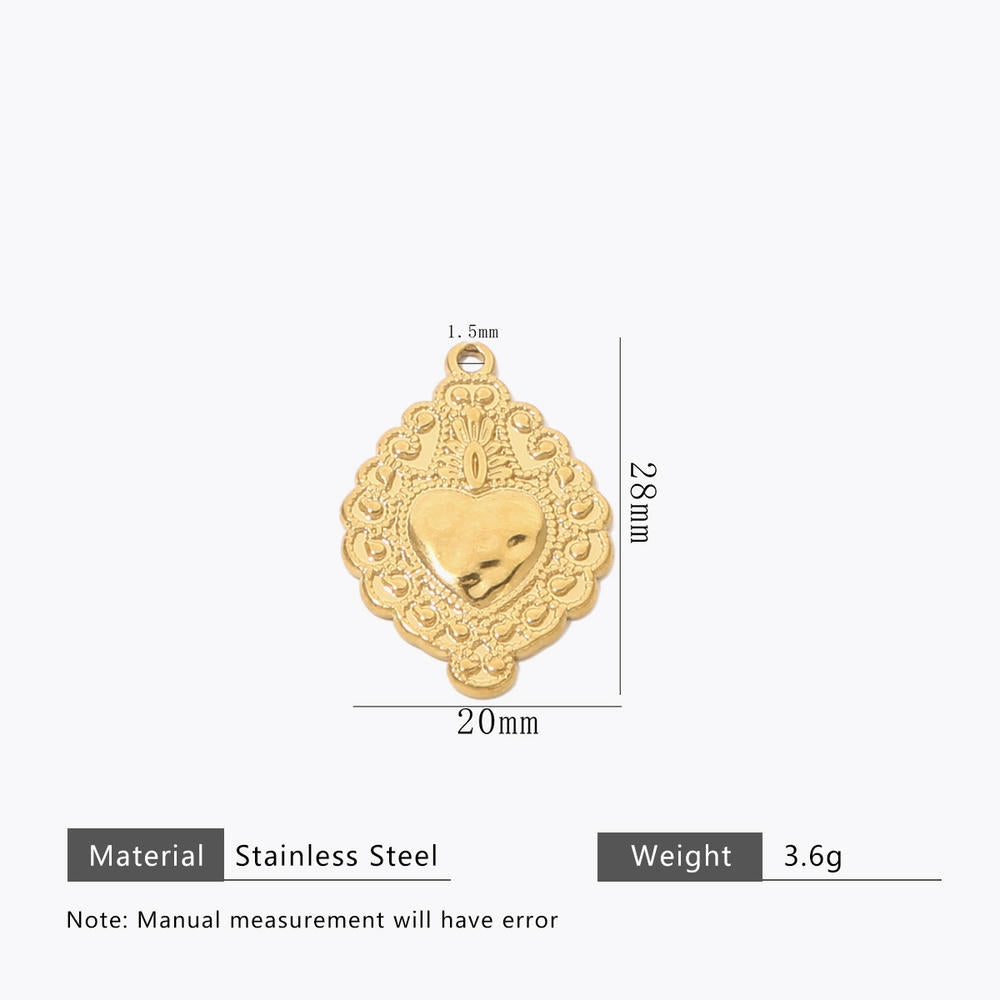 DIY Heart Pendant Steel 18K Gold Plated Handmade Jewelry