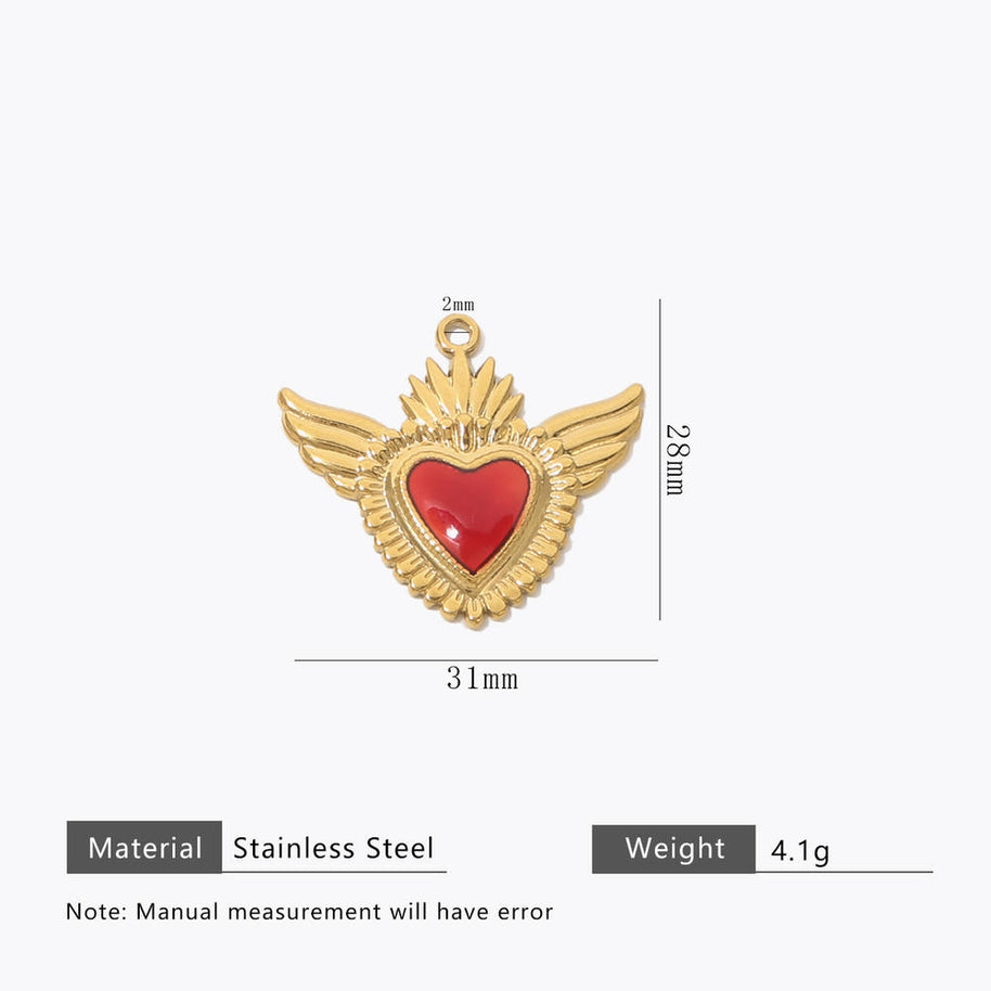 Retro Gold Heart Pendant Steel 18K Gold Plated Multi Style