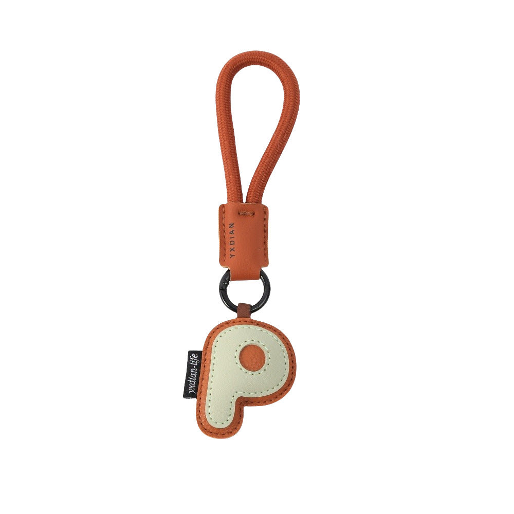 Letter Keychain | Leather Alphabet Charm | Dopamine Style