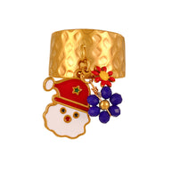 Enamel Christmas Santa Claus Flower Band Ring JXQ09957