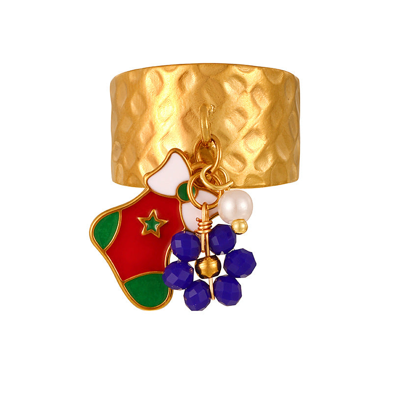 Christmas Stocking Enamel Ring JXQ09955
