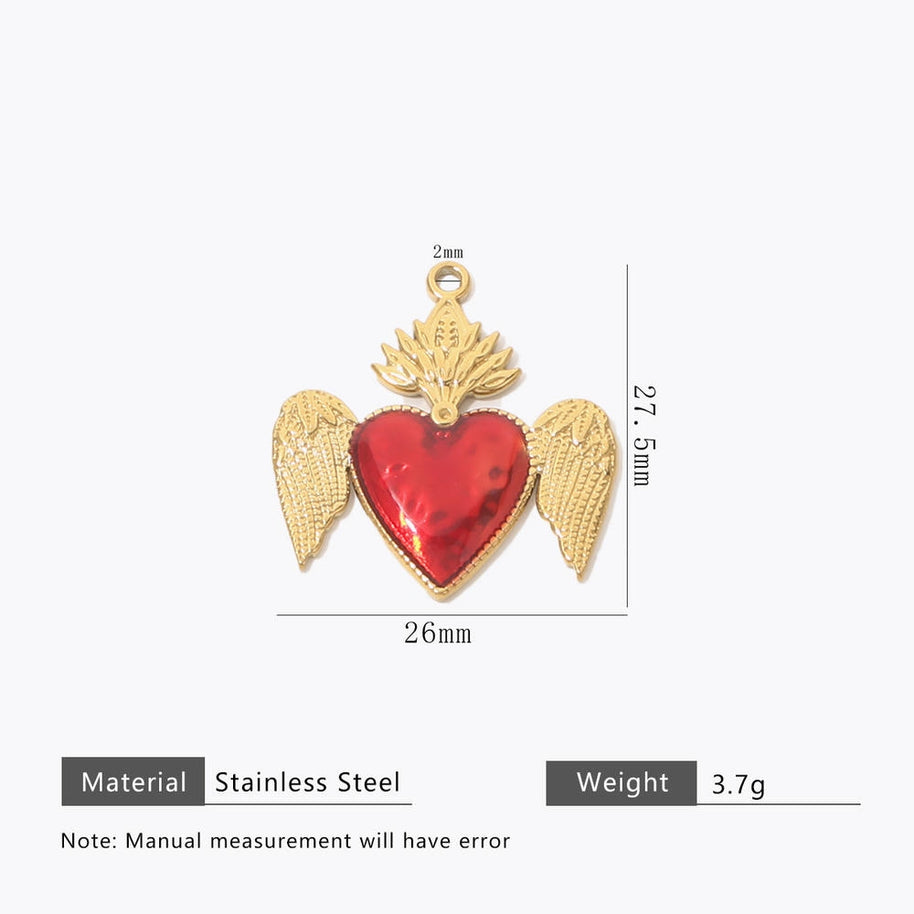 Retro Gold Heart Pendant Steel 18K Gold Plated Multi Style