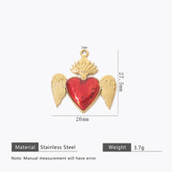 Retro Gold Heart Pendant Steel 18K Gold Plated Multi Style