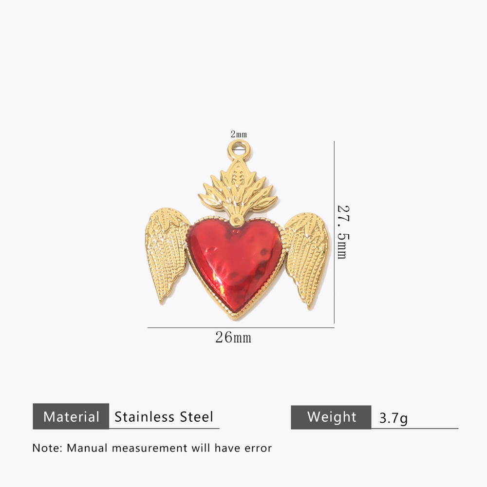 Retro Gold Heart Pendant Steel 18K Gold Plated Multi Style