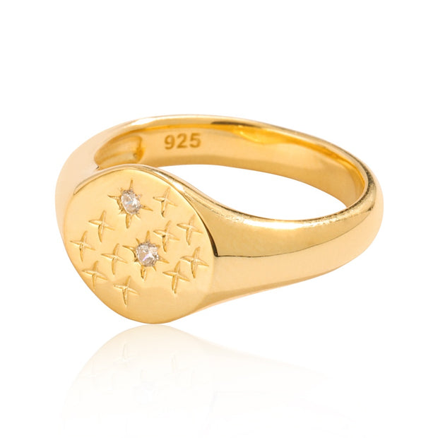 Star Signet Ring Zircon R00035